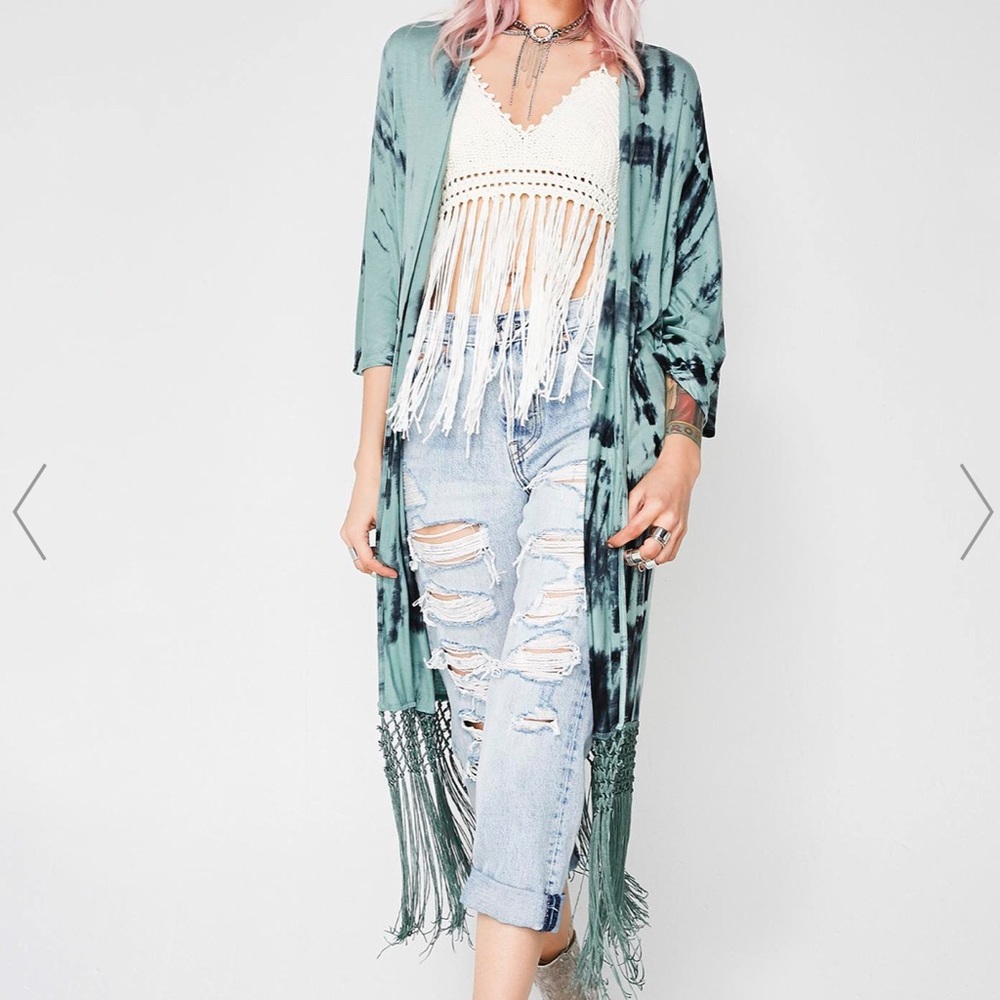 Teal tie dye Kimono